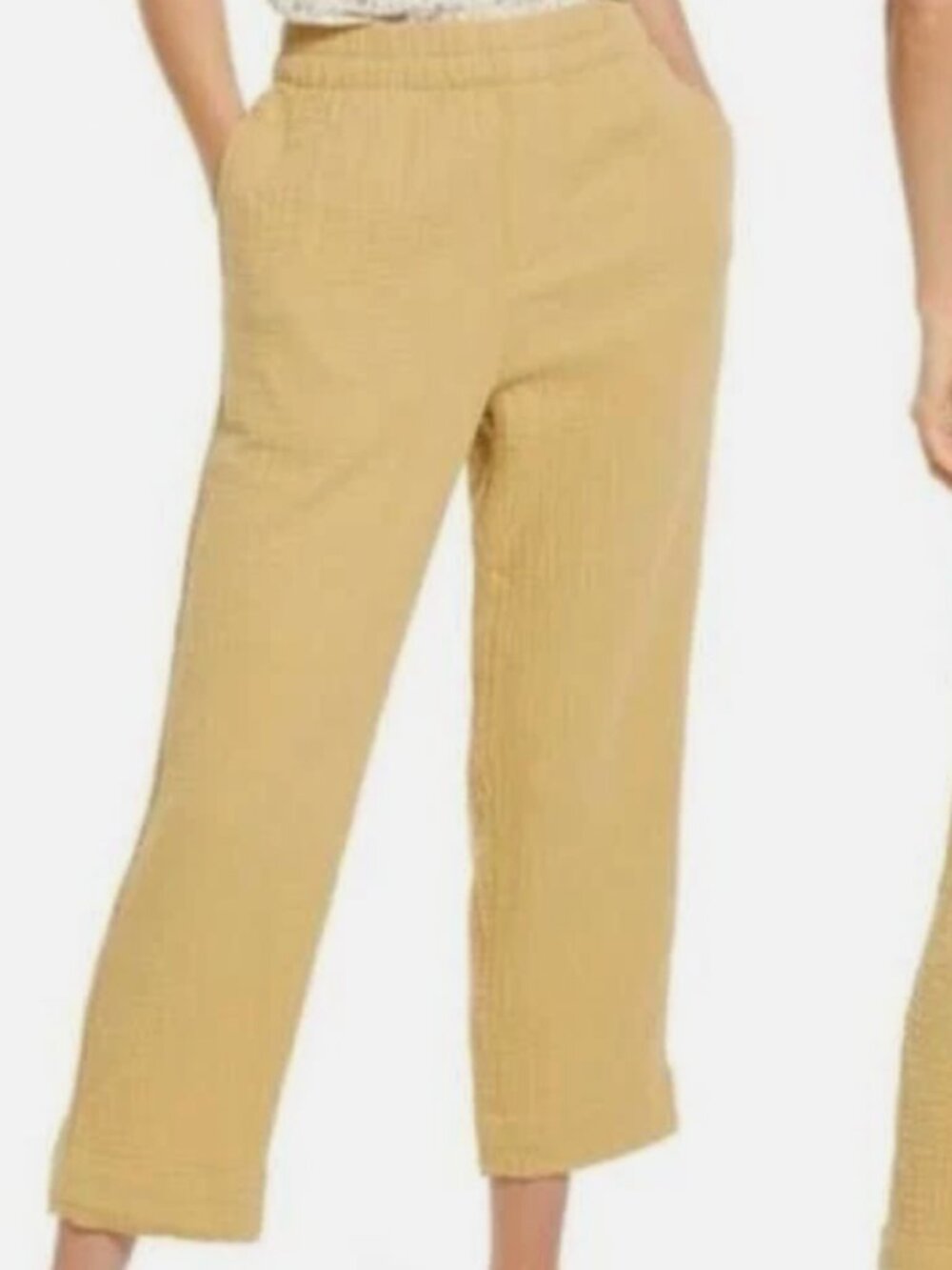 Madewell Women’s Mustard Yellow Cotton Gauze Pull-On Pants